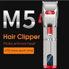 Máquina De Cortar Cabelo Recarregável De Duas Velocidades De Aço Madeshow M5/M6 Com Display Digital LED