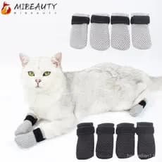 MIBEAUTY 4 Pçs/set Tampa De Garra Para Animais De Estimação , Meias De Gato Antiderrapantes Anti-Arranhões , Suprimentos