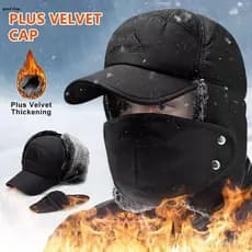 Masculino Inverno Vintage Algodão Chapéu À Prova De Vento Capuz Completo Earflap Para Clima Frio