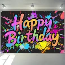 Decorações de Festa de Aniversário Neon, Faixa de Aniversário Neon, Painel de Fundo para Fotografia de Festa que Brilha