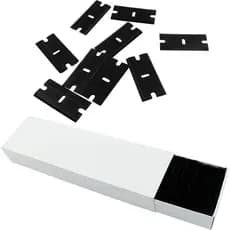 100 lâminas de plástico para raspar, lâminas de plástico de dupla face, lâminas de segurança para raspador de vidro para