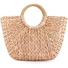 Bolsa de Rattan de Verão para Mulheres, Bolsa de Mão de Palha Tecida à Mão, Bolsa de Praia, Bolsa de Rattan e Palha