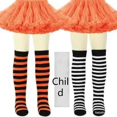 Meninas De 7-12 Anos De Desenho Listrado Multicolorido Meias Uniformes De Joelho Longo Padrão Para