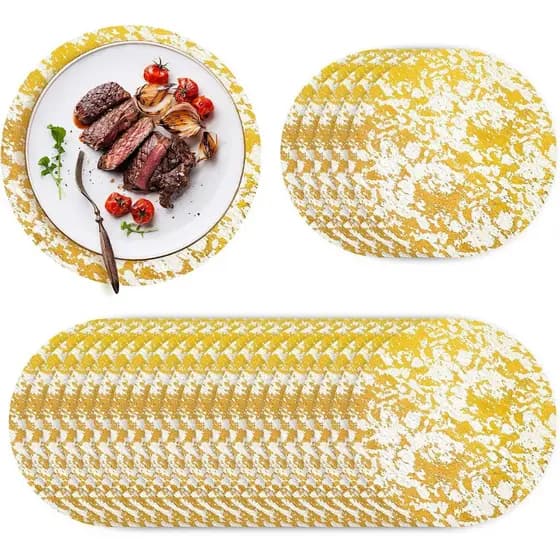 100 Peças de Sousplats Dourados, Sousplats Descartáveis Redondos de 13 Polegadas, Sousplats de Mesa com Folha Dourada pa
