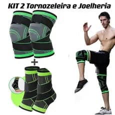 Conjunto 2: Tornozeleira e 2: Joelheira, estabilizadores elásticos de compressão ortopédica para uso esportivo.