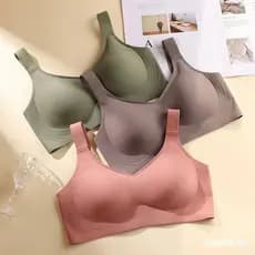 Bonito sutiã push-up para mulheres de tamanho grande, sem costura, sem fio, sutiã fino esportivo ajustável