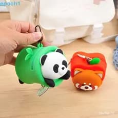 Chaveiro EPOCH1 Panda , Carteira De Bambu , Bolsa De Moedas De Vermelho Fone De Ouvido De Silicone Portátil Com Zíper Ma