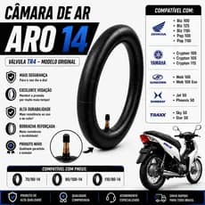 Câmara De Ar Aro 14 Moto Biz 125 100 110 Pop 110i Crypton Bico Modelo Original Traseira