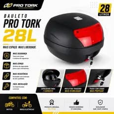 Bauleto Moto 28 Litros Pro Tork Smart Lente Vermelha Preto