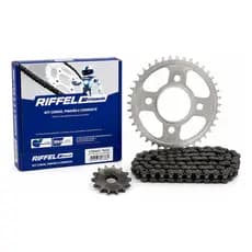 Kit Relação completo  Moto Cg Titan 150 Fan 150 Start 150 Riffel Corrente Coroa Pinhão