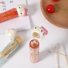 Kt Gato Portátil Palito Jar Mini Caixa De Armazenamento De Olá Kitty Fio Dental Viagem De Algodão Cotonete
