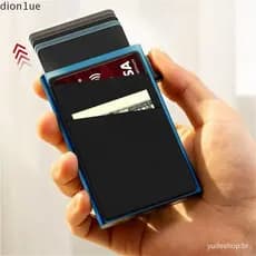 DION1UE Porta-Cartões Antirroubo RFID , Caixa De Cartão Masculina Com Design Lateral De Interruptor De Reforço De Parafu