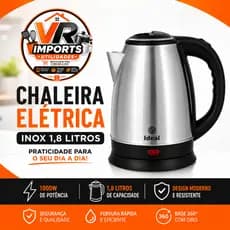 Chaleira Elétrica Inox 1.8 Litros  Aquecimento Rápido Café Chá Inox 127v
