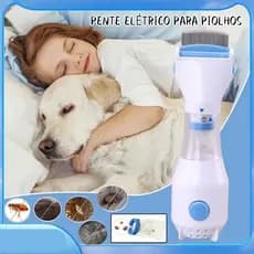 Pente Elétrico Removedor de Piolhos Para Cães, Gatos e Crianças - Seguro, Sem Químicos, Bivolt, Alta Qualidade