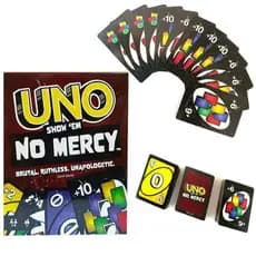 Jogo de Cartas Uno No Mercy 168 Cartas Edição Especial Mais Cruel - Baralho para Família e Amigos Pronta Entrega