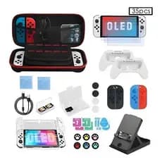 Kit Bolsa Estojo Nintendo Switch OLED 35 Peças Case Proteção Acessórios Completo Portátil Premium