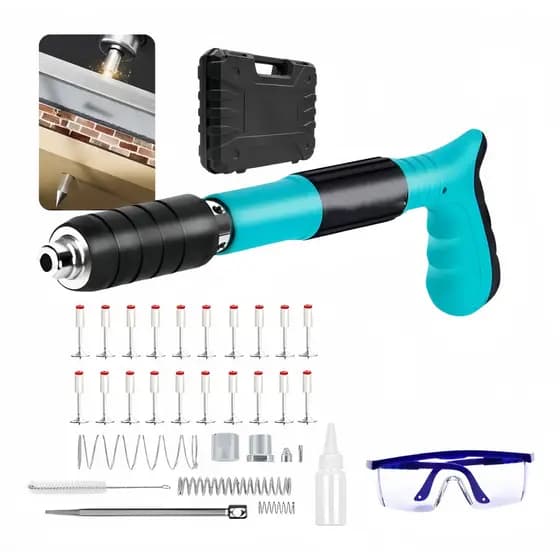 Pistola de Fixação Direta + 20 Pinos Prego para Drywall, Concreto e Alvenaria – Ferramenta de Impacto Manual