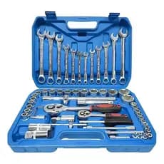 Kit Ferramentas Completo 61 Peças Com Chave Catraca 72 Dentes Jogo Soquete Mecânica Automotiva Profissional