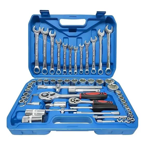 Jogo De Soquete Catraca 72 Dentes 61 Peças Kit Ferramentas Mecânica Automotiva Aço Profissional