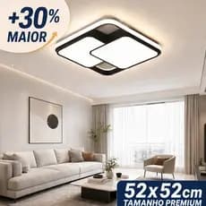 Lâmpada De Teto LED 52x52cm Grande 3 Cores Lustre Moderno Para Quarto Sala Escritório Cozinha