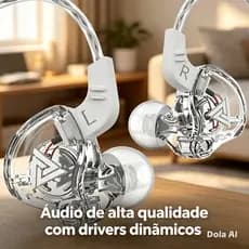 QKZ AK6 Fones de Ouvido C/Fio Intra-Auriculares Monitor Dinâmico de Palco Graves Microfone Headsets