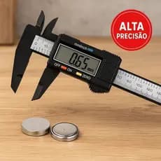 Paquimetro Digital 150mm Fibra de Carbono Display LCD Alta Precisão Milimétrica Profissional Estojo