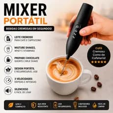 Batedor Misturador Mix Mixer 2 em 1 Elétrico Usb para Bebidas Leite Café Clara de Ovo 3 Velocidade