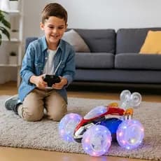 Carrinho 360 LED Acrobático com Luz Controle Remoto Infantil Cambalhota Carro brilhante radical