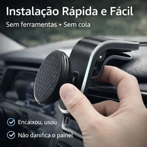 Suporte Magnético Universal para Celular Veicular Grade do Ar Automotivo Imã Carro Veicular 360°