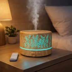 Difusor Umidificador Aromatizador Purificador Vapor frio  Ar Ultrassônico 700ml Controle Remoto LED
