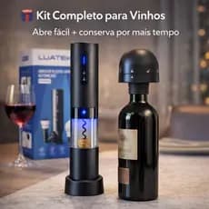 Kit Abridor de Vinho Elétrico Automático+Tampa a Vácuo Garrafa Veda Garrafa mantém sabor qualidade