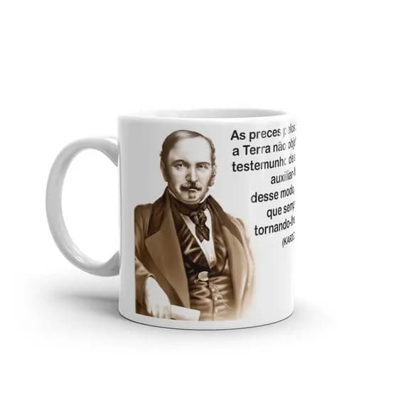 Caneca Allan Kardec com mensagem Espírita com caixa de presente