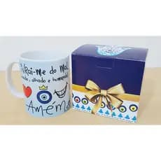 Caneca Olho Grego Personalizada De Porcelana com caixinha de presente