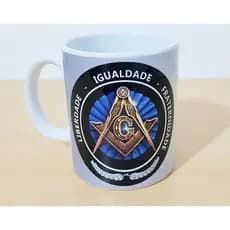 Caneca Maçonaria Maçom simbolo compasso e esquadro maçônico xicara de louça com caixa de presente