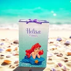 Sacolinhas Personalizado Sereia Ariel  Com Nome e Idade Sacolas Surpresa Festa  Personalizadas