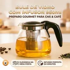Bule De Vidro Com Infusor Inox 350ml Ou 950ml Jarra Chaleira Para Cha Cafe Gourmet Mesa Posta