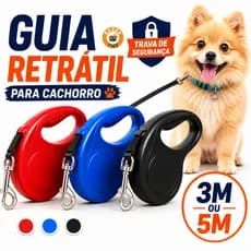 Guia de Passeio Retrátil Cachorro Coleira Pet 3m 5m Trava Segurança Resistente Cães Pequenos Médios