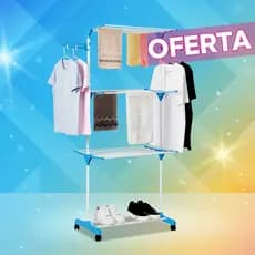 Varal De Chão Vertical 3 Andares Dobrável Com Rodinhas Cabideiro Retrátil Reforçado 48Kg