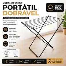 Varal De Roupas Dobrável Portátil Em Aço Compacto Retrátil Para Apartamento Casa Preto ou Branco