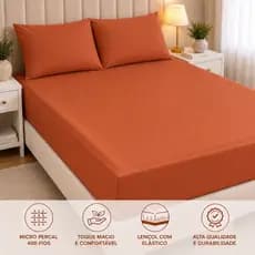 Lençol Casal com Elástico 400 Fios Micropercal Avulso Toque Macio Liso Luxo Alta Qualidade