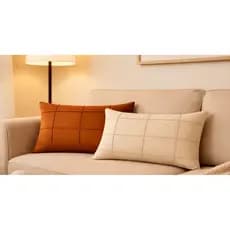 Kit 2 Almofadas Baguete 50x30 Suede Drapeado Cheia Enchimento Silicone Zíper Invisível Sofá Decorativa