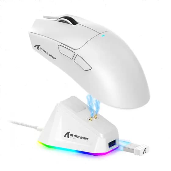 Mouse Gamer Sem Fio Attack Shark X11 C/ Base De Carregament Branco