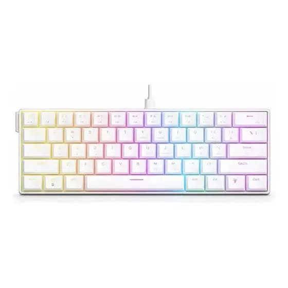 Teclado Mecânico Gamer Ninja Leap 60%, Switch Blue, Rainbow, ABNT2, Branco, GN-KB-LPBL60WBUAB