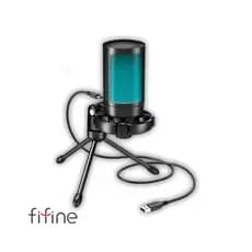 Microfone Gamer Condensador Fifine Ampligame A2, USB, RGB, Preto