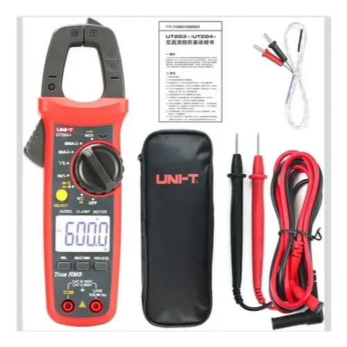 Alicate amperímetro digital Uni-T UT204+ Multímetro profissional NCV True RMS CA/CC 600A
