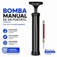 Bomba De Ar Para Bola Com Agulha Inflador Manual Futebol Basquete Vôlei
