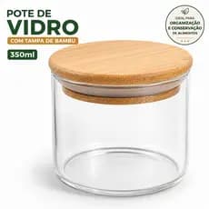 Pote De Vidro Hermético 350ml Com Tampa De Bambu Porta Café Mantimentos Organizador
