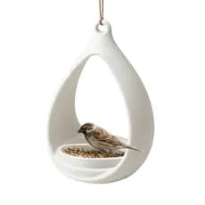 Suporte Decorativo Suspenso Formato Gota Branco Texturizado para Pássaros, Plantas e Velas