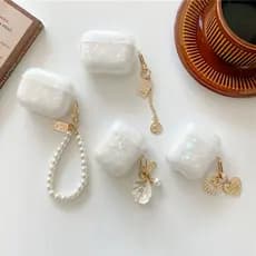 Capa De Pérola Luxuosa Para AirPods 4 3 Pro3 2 1 Capas Airpods3 Com Chaveiro