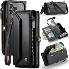 Capa Carteira Crossbody Para iPhone 17 Pro Max iPhon Air , Bloqueio RFID , 7-10 Slots Cartões , Pulseira Flip De Couro P